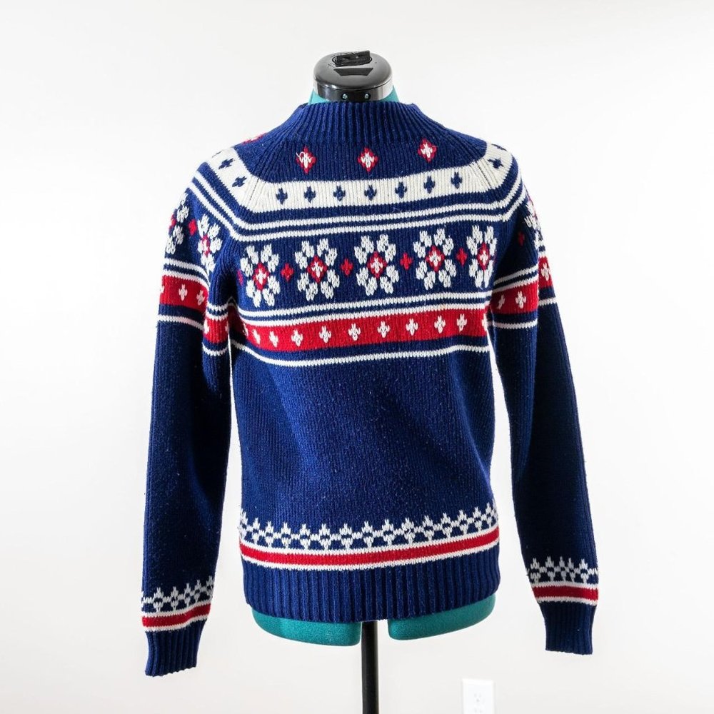 Vintage Knit Sweater Acrylic Retro Fair Isle Size Small
